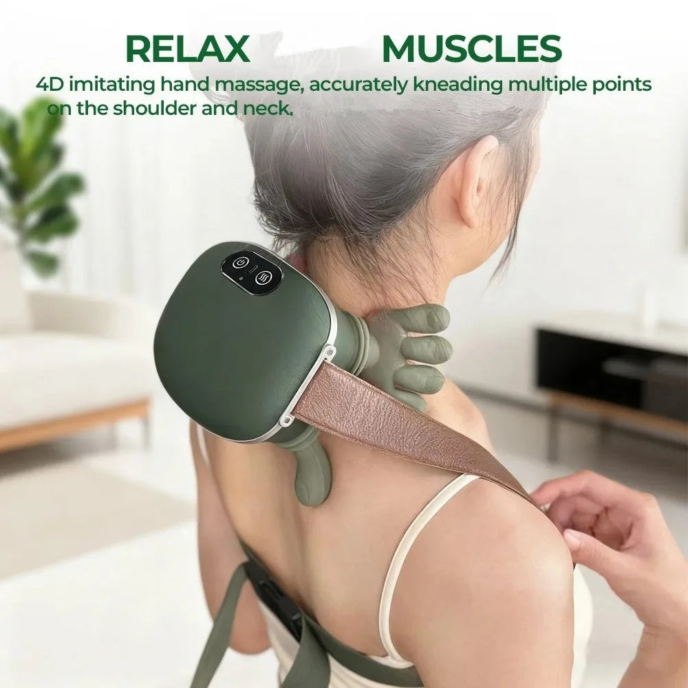 Neck Shoulder Massager Finger Pressure Shiatsu Neck Back and Shoulder Massager Electric Kneading Neck Deep Massage Muscle Relax