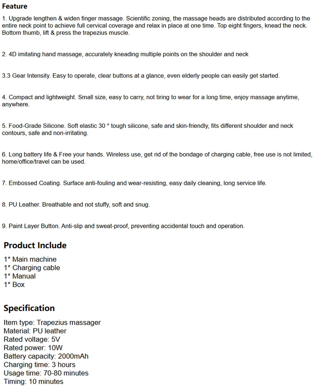 Neck Shoulder Massager Finger Pressure Shiatsu Neck Back and Shoulder Massager Electric Kneading Neck Deep Massage Muscle Relax