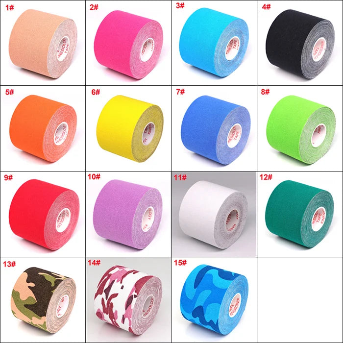 5-Size Waterproof Kinesiology Tape – Elastic Athletic Bands for Sports Recovery, Gym, Muscle Pain Relief & Strapping Support