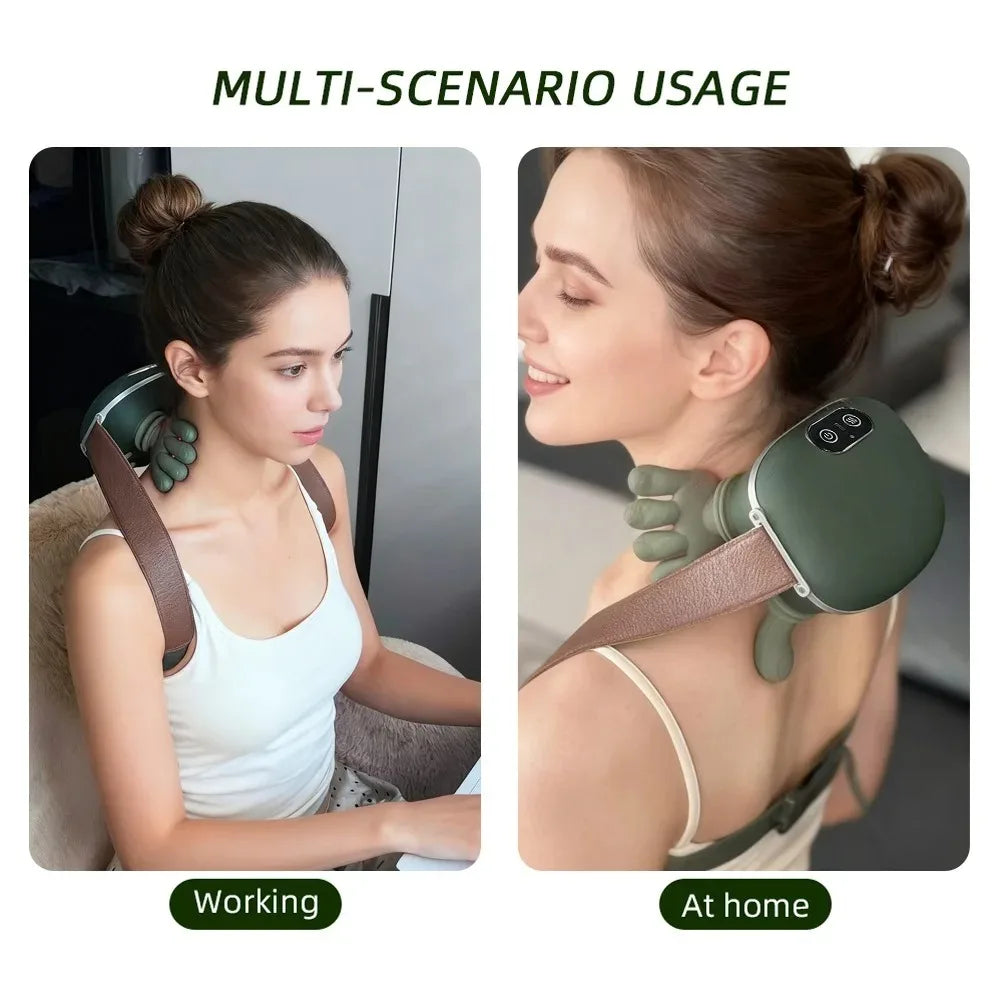 Neck Shoulder Massager Finger Pressure Shiatsu Neck Back and Shoulder Massager Electric Kneading Neck Deep Massage Muscle Relax