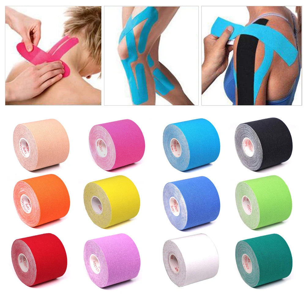 5-Size Waterproof Kinesiology Tape – Elastic Athletic Bands for Sports Recovery, Gym, Muscle Pain Relief & Strapping Support